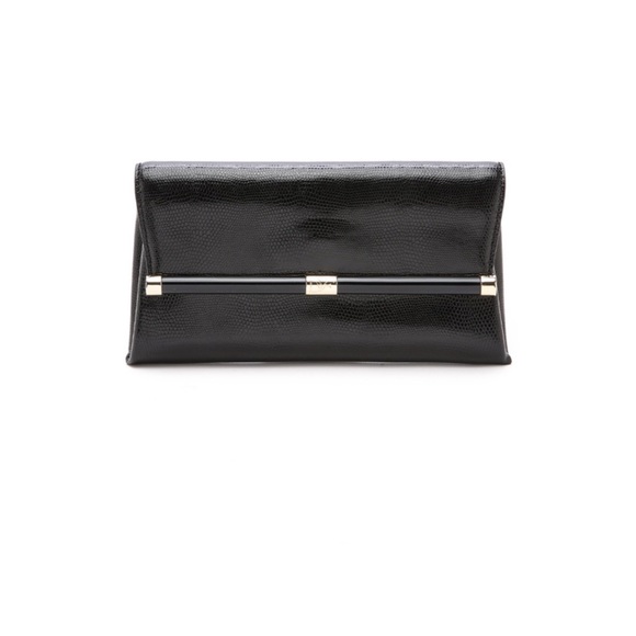 ⭐️ Diane von Furstenberg Lizard-Embossed Envelope Clutch Bag, Black